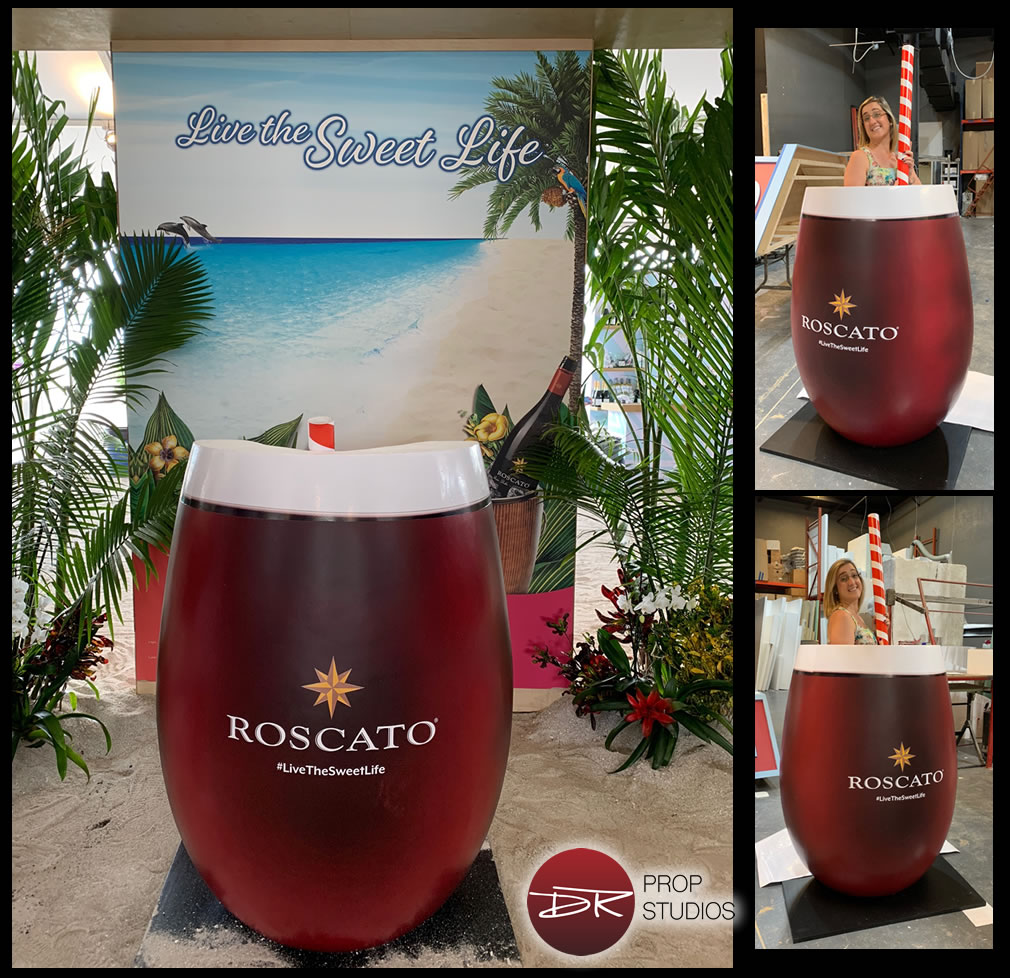 custom foam stemless wine glass for south beach food wine festival 