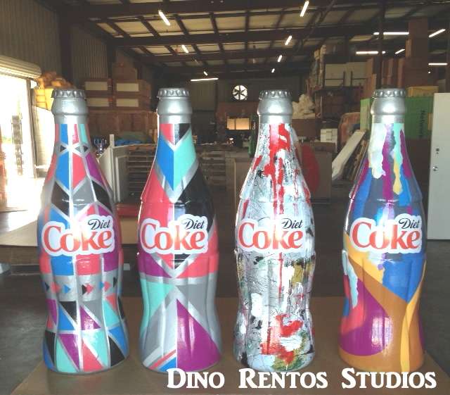 giant over sized coke bottles scenic sculpture prop