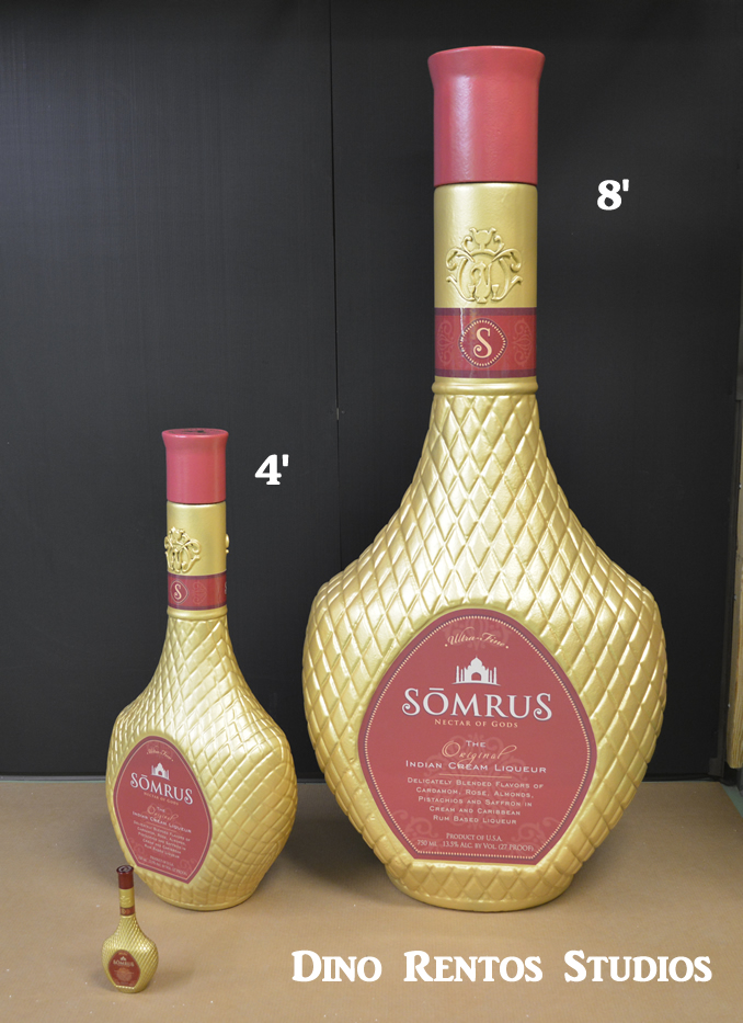 Custom 3D Foam Sculptured Liquor Bottle Decor for Retail Display and Tradeshows